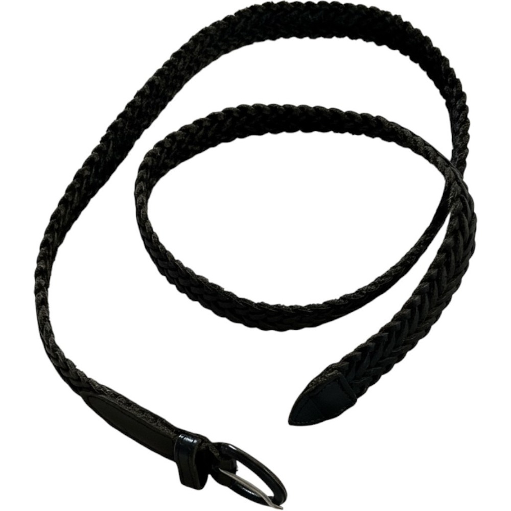 Dark Brown Braided Leather Belt Woven Adjustable Silver Buckle Boho Womens 41"
